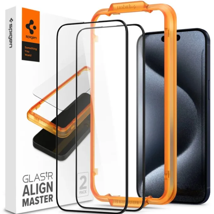 Szkło Hartowane Spigen Alm Glass Fc 2-pack iPhone 15 Pro Black