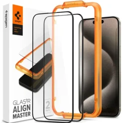Szkło Hartowane Spigen Alm Glass Fc 2-pack iPhone 15 Pro Max Black