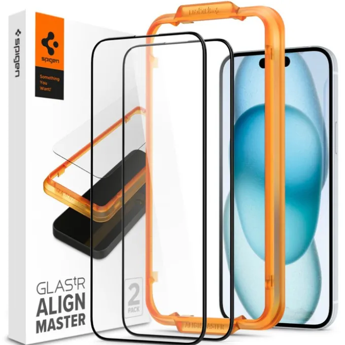 Szkło Hartowane Spigen Alm Glass Fc 2-pack iPhone 15 Black