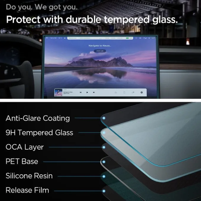 SZKŁO HARTOWANE SPIGEN GLASS FC ”EZ FIT” TESLA MODEL X 2022 / MODEL S 2021 BLACK