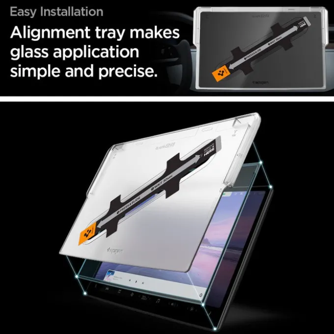SZKŁO HARTOWANE SPIGEN GLASS FC ”EZ FIT” TESLA MODEL X 2022 / MODEL S 2021 BLACK