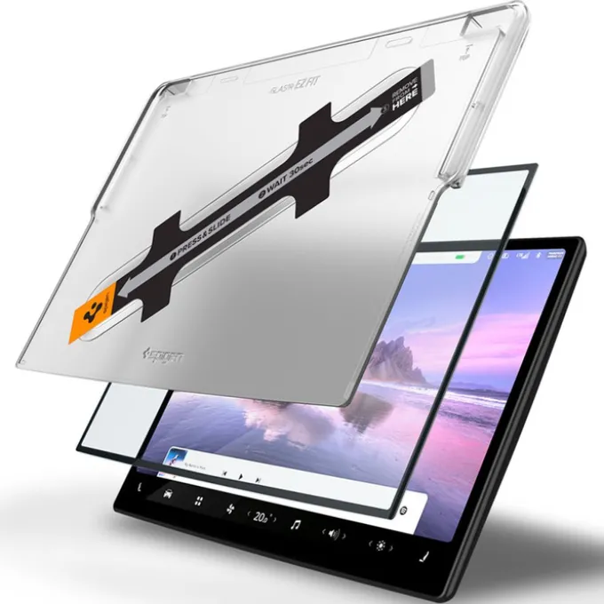 SZKŁO HARTOWANE SPIGEN GLASS FC ”EZ FIT” TESLA MODEL X 2022 / MODEL S 2021 BLACK