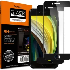 Szkło Hartowane SPIGEN Glass fc 2-pack iPhone SE 2022 2020 7 8 Black Czarne
