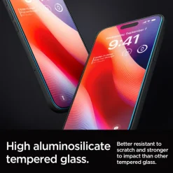 SZKŁO HARTOWANE SPIGEN GLAS.TR ”EZ FIT” 2-PACK IPHONE 16 PRO, 17, 17 PRO CLEAR