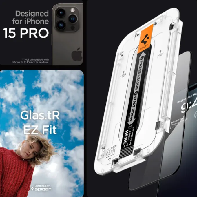 Szkło Hartowane Spigen Glas.tr ”ez Fit” Fc 2-pack iPhone 15 Pro Black