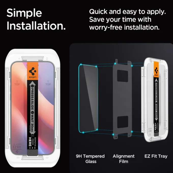 SZKŁO HARTOWANE SPIGEN GLAS.TR ”EZ FIT” 2-PACK IPHONE 16 PRO MAX, 17 PRO MAX CLEAR