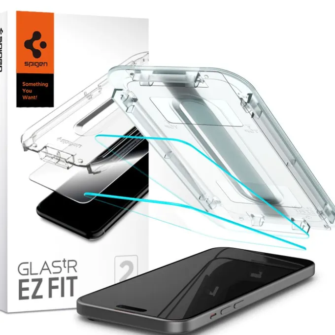 Szkło Hartowane Spigen iPhone 16 Plus / 15 Plus Glas.tr ”ez Fit” 2-pack