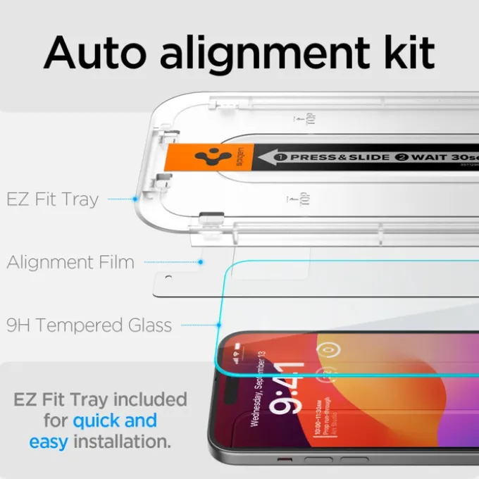 Szkło Hartowane Spigen iPhone 16 Plus / 15 Plus Glas.tr ”ez Fit” 2-pack