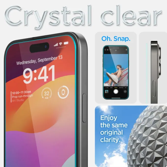 Szkło Hartowane Spigen iPhone 16 Plus / 15 Plus Glas.tr ”ez Fit” 2-pack