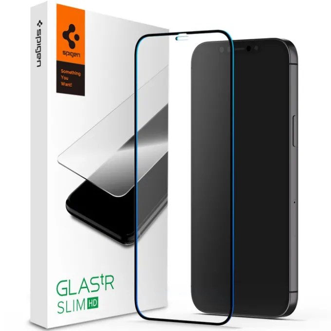 Szkło Hartowane SPIGEN iPhone 12 Pro Max Glass Fc Black Czarne