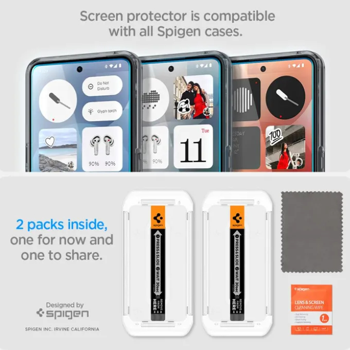 SZKŁO HARTOWANE SPIGEN NOTHING PHONE 3 GLAS.TR ”EZ FIT” 2-PACK CLEAR