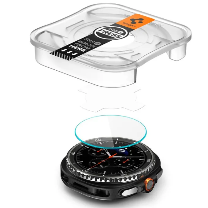 SZKŁO HARTOWANE SPIGEN SAMSUNG GALAXY WATCH 8 CLASSIC 46 MM GLAS.TR ”EZ-FIT” 2-PACK CLEAR
