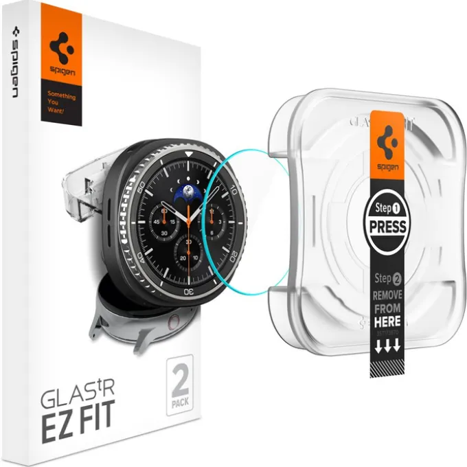 SZKŁO HARTOWANE SPIGEN SAMSUNG GALAXY WATCH 8 CLASSIC 46 MM GLAS.TR ”EZ-FIT” 2-PACK CLEAR