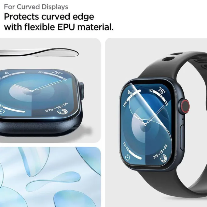 SZKŁO HYBRYDOWE SPIGEN ELITE SHIELD ”EZ FIT” 2-PACK APPLE WATCH 10 (42 MM) CLEAR