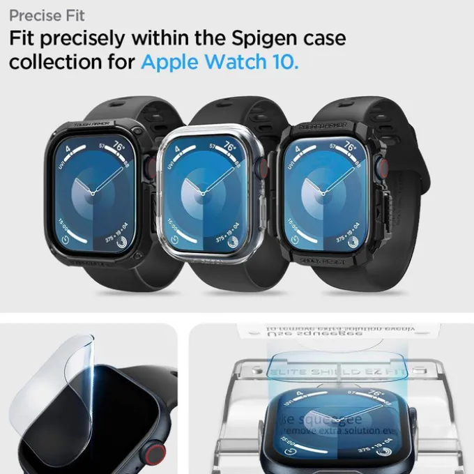 SZKŁO HYBRYDOWE SPIGEN ELITE SHIELD ”EZ FIT” 2-PACK APPLE WATCH 10 (46 MM) CLEAR