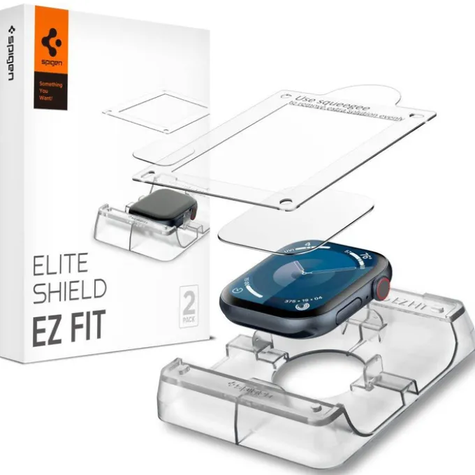 SZKŁO HYBRYDOWE SPIGEN ELITE SHIELD ”EZ FIT” 2-PACK APPLE WATCH 10 (46 MM) CLEAR