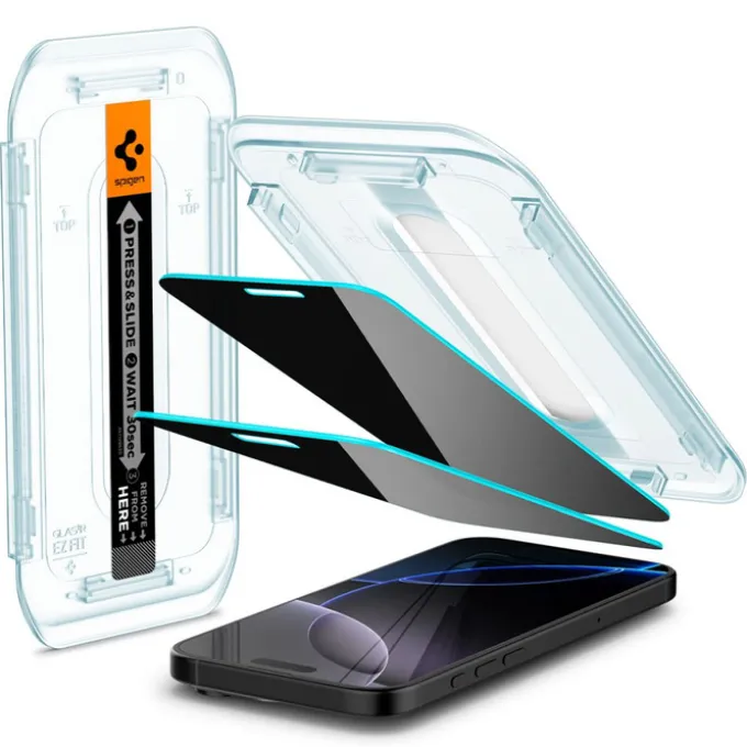 SZKŁO PRYWATYZUJĄCE SPIGEN GLAS.TR ”EZ FIT” 2-PACK IPHONE 16 PRO, 17, 17 Pro PRIVACY