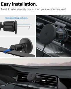 UCHWYT DO KRATKI Z ŁADOWANIEM INDUKCYJNYM SPIGEN ONETAP PRO 4 MAGSAFE CZARNY