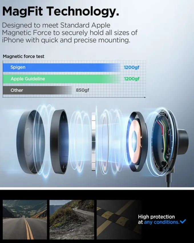 UCHWYT DO KRATKI Z ŁADOWANIEM INDUKCYJNYM SPIGEN ONETAP PRO 4 MAGSAFE CZARNY