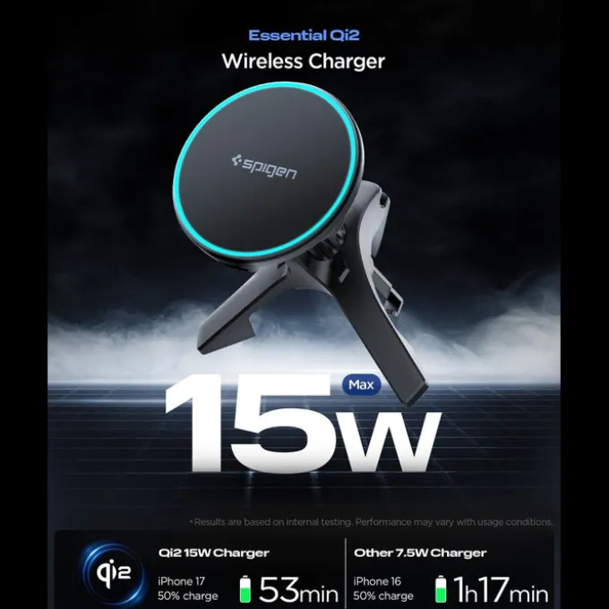 UCHWYT NA KRATKĘ SPIGEN EV15MAQ ESSENTIAL MAGNETIC MAGSAFE 15W Qi2 CZARNY
