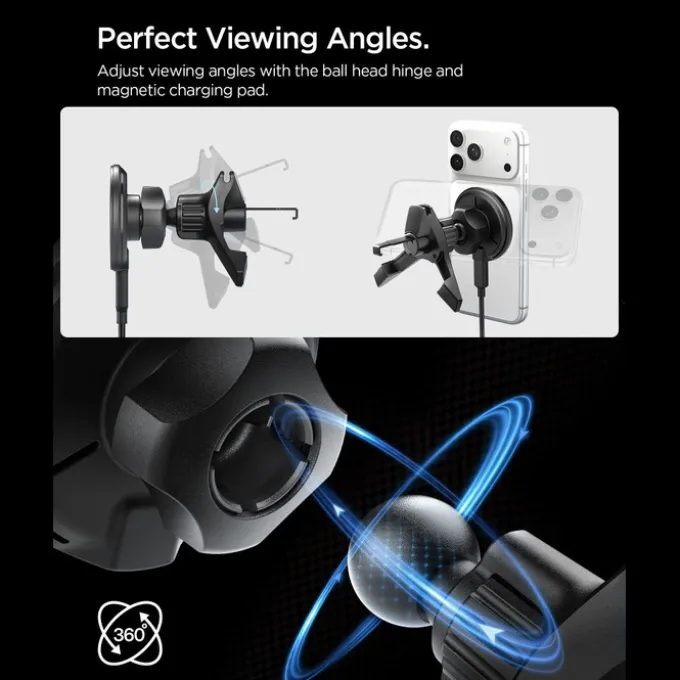 UCHWYT NA KRATKĘ SPIGEN EV15MAQ ESSENTIAL MAGNETIC MAGSAFE 15W Qi2 CZARNY