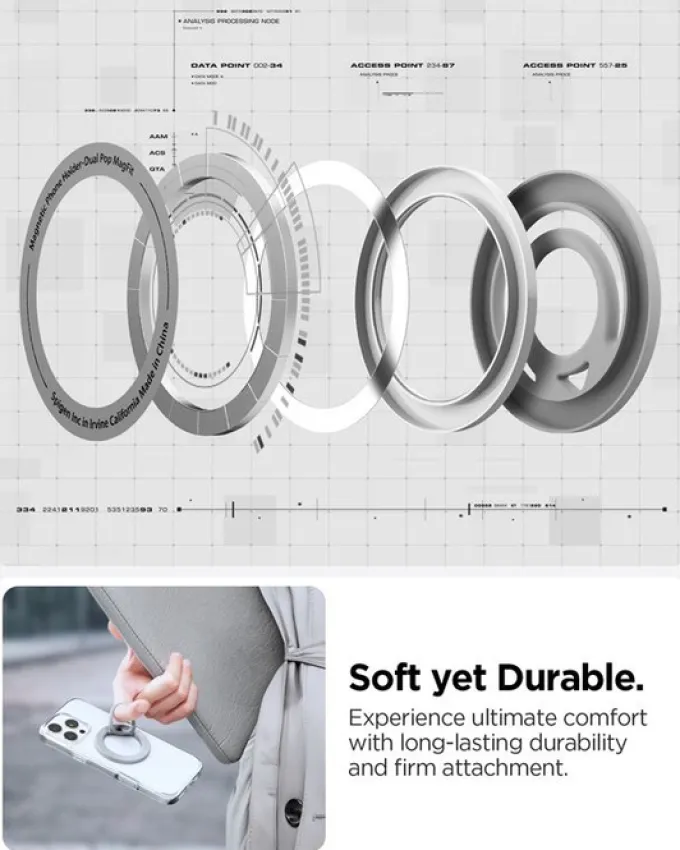 UCHWYT NA PALEC SPIGEN DUAL POP MAGSAFE SZARY