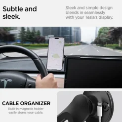 UCHWYT SAMOCHODOWY SPIGEN TESLA TAPLOCK MAGSAFE CAR MOUNT HOLDER BLACK SCREEN
