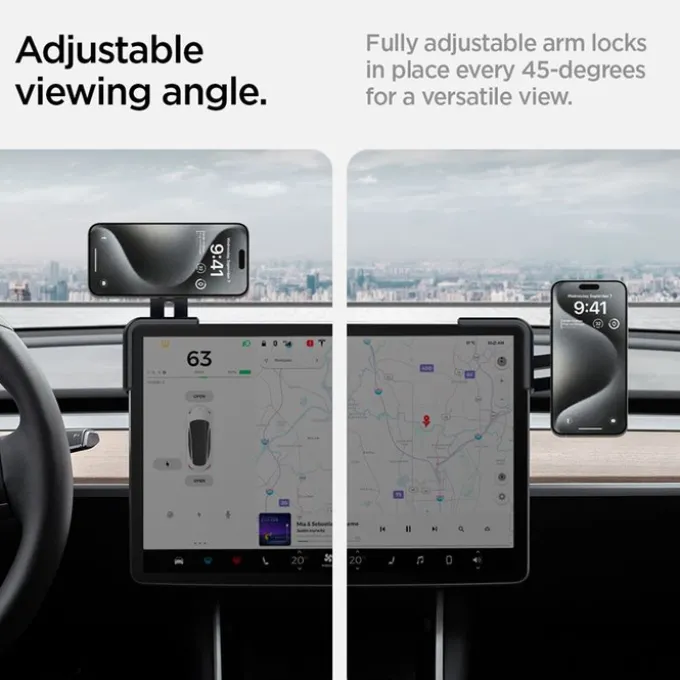 UCHWYT SAMOCHODOWY SPIGEN TESLA TAPLOCK MAGSAFE CAR MOUNT HOLDER BLACK SCREEN