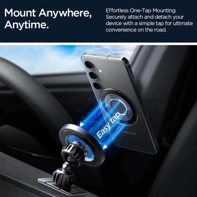 UCHWYT SPIGEN MFT13 MAGNETIC MAGSAFE DASHBOARD & VENT CAR MOUNT CZARNY