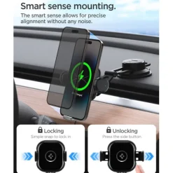 Uchwyt Spigen Uts35w Onetap Universal Windshield & Dashboard Car Mount Wireless Charger Black