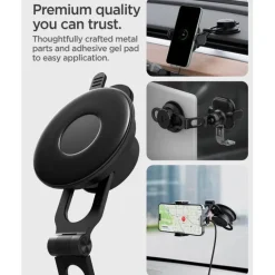 Uchwyt Spigen Uts35w Onetap Universal Windshield & Dashboard Car Mount Wireless Charger Black