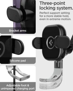 Uchwyt Spigen Uts35w Onetap Universal Windshield & Dashboard Car Mount Wireless Charger Black