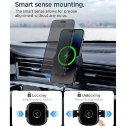 Uchwyt Spigen Uts12w Onetap Universal Vent Car Mount Wireless Charger Black