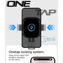 Uchwyt Spigen Uts12w Onetap Universal Vent Car Mount Wireless Charger Black