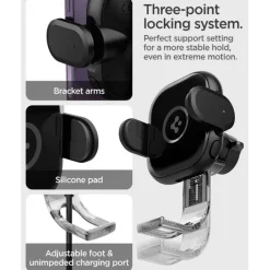 Uchwyt Spigen Uts12w Onetap Universal Vent Car Mount Wireless Charger Black