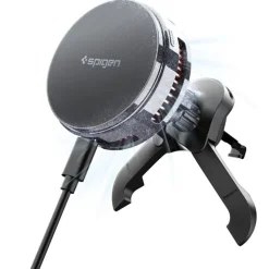 UCHWYT Z ŁADOWARKĄ BEZPRZEWODOWĄ SPIGEN ESSENTIAL EV25MFAQ Qi2.2 PELTIER MAGSAFE DO KRATKI NAWIEWU CZARNA
