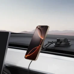 UCHWYT Z ŁADOWARKĄ SPIGEN ONETAPPRO 4 MAGSAFE 15W NA DESKĘ ROZDZIELCZĄ I SZYBĘ