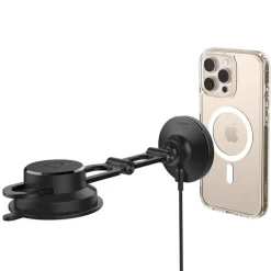 UCHWYT Z ŁADOWARKĄ SPIGEN ONETAPPRO 4 MAGSAFE 15W NA DESKĘ ROZDZIELCZĄ I SZYBĘ