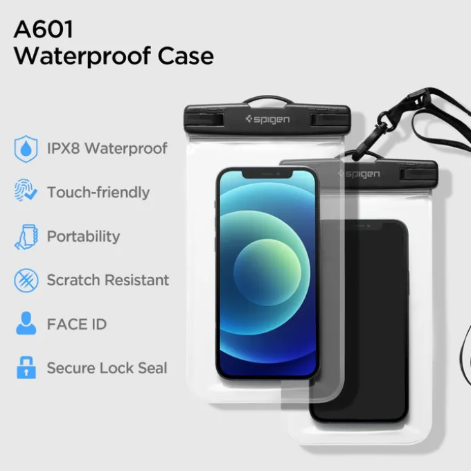 Wodoodporne Etui Spigen A601 Wodoszczelne na telefon 2-Pack Przezroczyste