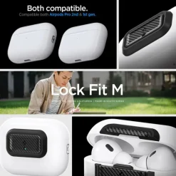ZAMYKANIE DO ORYGINALNEGO ETUI SPIGEN AIRPODS PRO 2 1 GEN LOCK FIT M CARBON