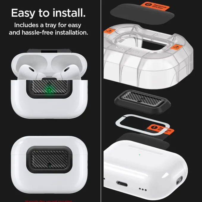 ZAMYKANIE DO ORYGINALNEGO ETUI SPIGEN AIRPODS PRO 2 1 GEN LOCK FIT M CARBON