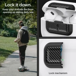 ZAMYKANIE DO ORYGINALNEGO ETUI SPIGEN AIRPODS PRO 2 1 GEN LOCK FIT M CARBON